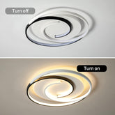 Ceiling light fixture showing 'Turn off' and 'Turn on' states with a gray background.